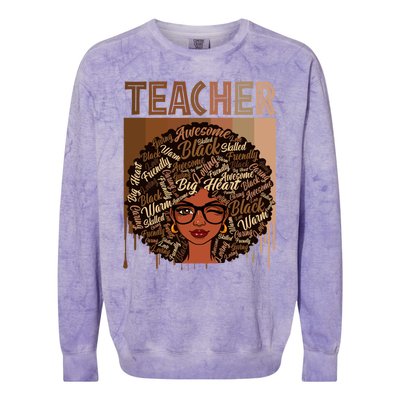 Juneteenth Black Teacher Afro Smart Africa American Gift Colorblast Crewneck Sweatshirt