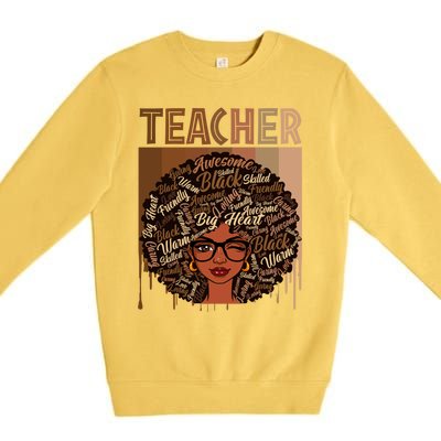 Juneteenth Black Teacher Afro Smart Africa American Gift Premium Crewneck Sweatshirt