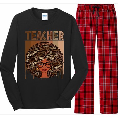 Juneteenth Black Teacher Afro Smart Africa American Gift Long Sleeve Pajama Set