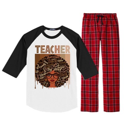 Juneteenth Black Teacher Afro Smart Africa American Gift Raglan Sleeve Pajama Set