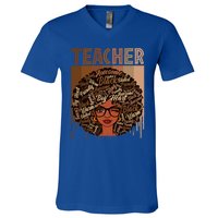 Juneteenth Black Teacher Afro Smart Africa American Gift V-Neck T-Shirt