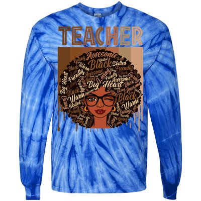 Juneteenth Black Teacher Afro Smart Africa American Gift Tie-Dye Long Sleeve Shirt