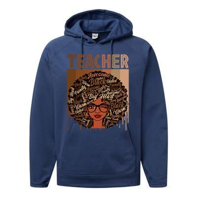 Juneteenth Black Teacher Afro Smart Africa American Gift Performance Fleece Hoodie