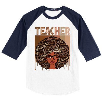 Juneteenth Black Teacher Afro Smart Africa American Gift Baseball Sleeve Shirt