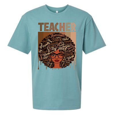 Juneteenth Black Teacher Afro Smart Africa American Gift Sueded Cloud Jersey T-Shirt