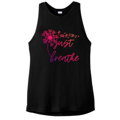 Just Breathe Thirt Breathe Meditation Gift Ladies PosiCharge Tri-Blend Wicking Tank