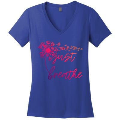 Just Breathe Thirt Breathe Meditation Gift Women's V-Neck T-Shirt