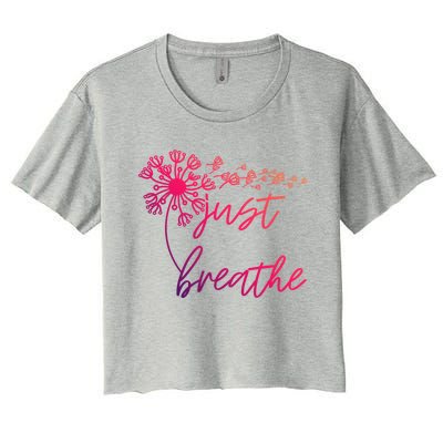 Just Breathe Thirt Breathe Meditation Gift Women's Crop Top Tee