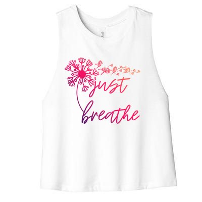 Just Breathe Thirt Breathe Meditation Gift Women's Racerback Cropped Tank