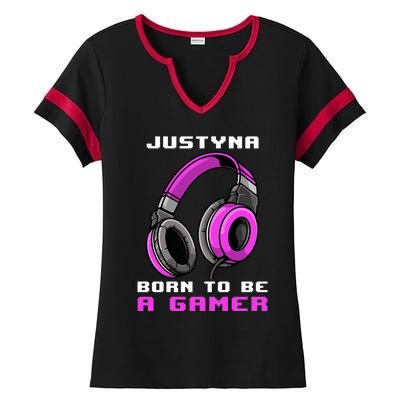 Justyna Born To Be A Gamer Personalized Gift Ladies Halftime Notch Neck Tee