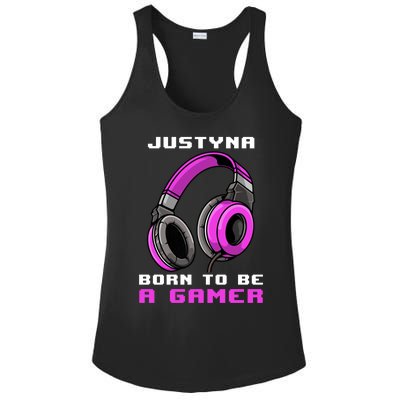 Justyna Born To Be A Gamer Personalized Gift Ladies PosiCharge Competitor Racerback Tank