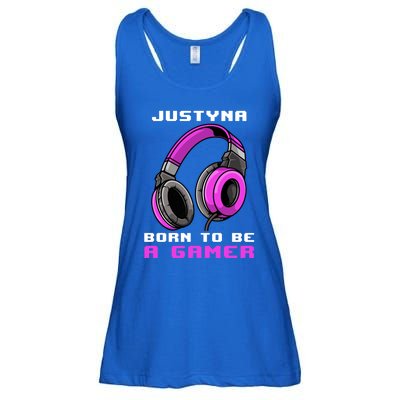 Justyna Born To Be A Gamer Personalized Gift Ladies Essential Flowy Tank