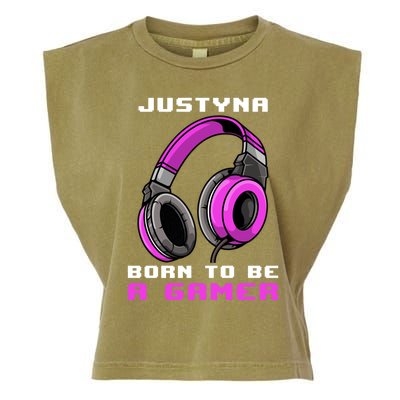 Justyna Born To Be A Gamer Personalized Gift Garment-Dyed Women's Muscle Tee