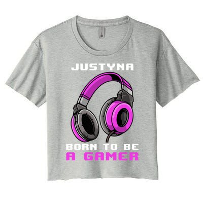 Justyna Born To Be A Gamer Personalized Gift Women's Crop Top Tee