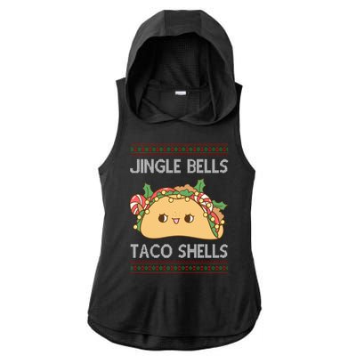 Jingle Bells Taco Shells Christmas Funny Ladies PosiCharge Tri-Blend Wicking Draft Hoodie Tank