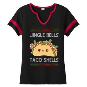 Jingle Bells Taco Shells Christmas Funny Ladies Halftime Notch Neck Tee