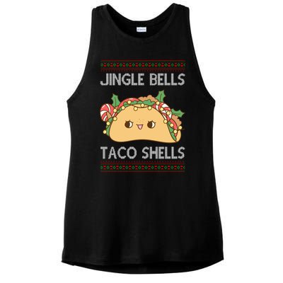 Jingle Bells Taco Shells Christmas Funny Ladies PosiCharge Tri-Blend Wicking Tank