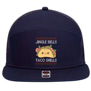 Jingle Bells Taco Shells Christmas Funny 7 Panel Mesh Trucker Snapback Hat