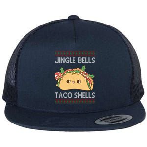 Jingle Bells Taco Shells Christmas Funny Flat Bill Trucker Hat