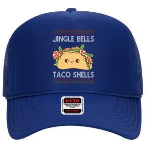 Jingle Bells Taco Shells Christmas Funny High Crown Mesh Back Trucker Hat