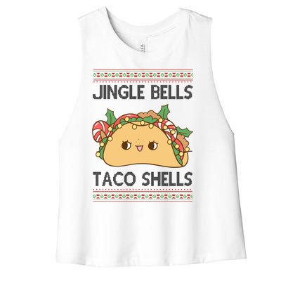 Jingle Bells Taco Shells Christmas Funny Women's Racerback Cropped Tank