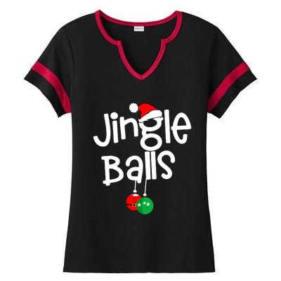 Jingle Balls Tinsel Tits Funny Matching Couple Chestnuts Ladies Halftime Notch Neck Tee