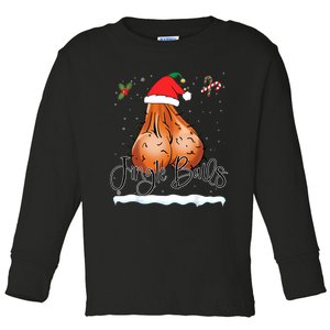 Jingle Balls Tinsel Tits Funny Christmas Matching Couple Sexy Joke Naughty Toddler Long Sleeve Shirt