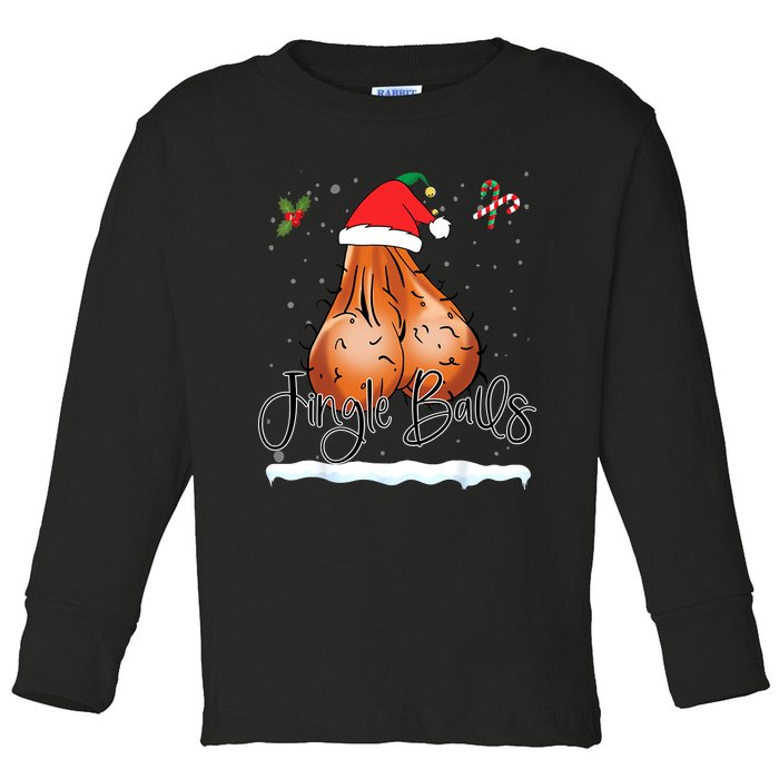 Jingle Balls Tinsel Tits Funny Christmas Matching Couple Sexy Joke Naughty Toddler Long Sleeve Shirt