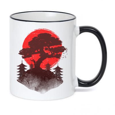 Japanese Bonsai Tree Scene 11oz Black Color Changing Mug