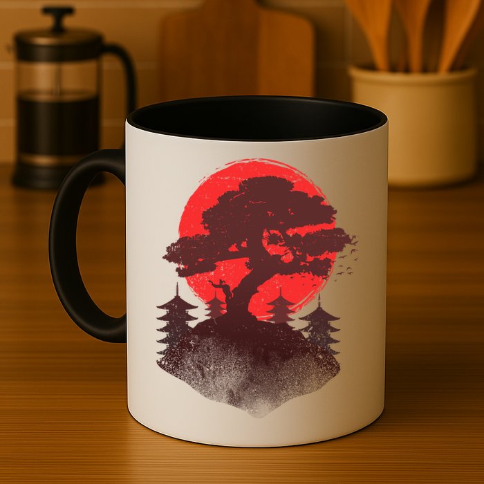 Japanese Bonsai Tree Scene Mug