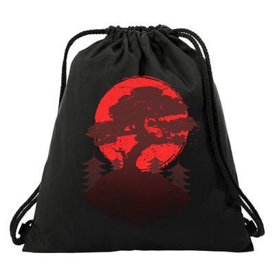 Japanese Bonsai Tree Scene Drawstring Bag