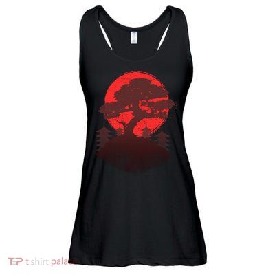 Japanese Bonsai Tree Scene Ladies Essential Flowy Tank