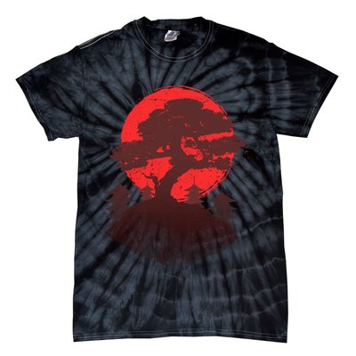 Japanese Bonsai Tree Scene Tie-Dye T-Shirt