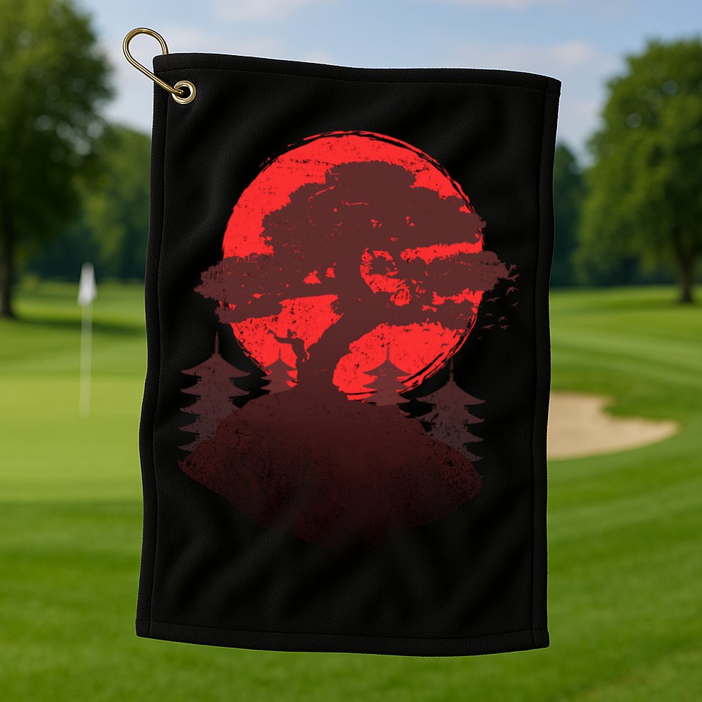 Japanese Bonsai Tree Scene Golf Towel