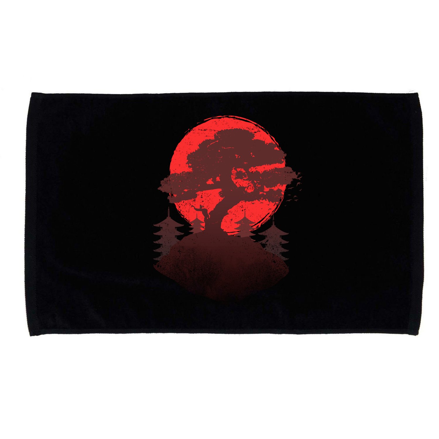 Japanese Bonsai Tree Scene Microfiber Hand Towel