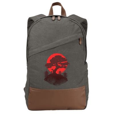 Japanese Bonsai Tree Scene Cotton Canvas Backpack