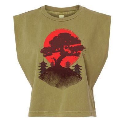 Japanese Bonsai Tree Scene Garment-Dyed Women's Muscle Tee