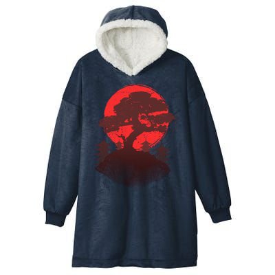 Japanese Bonsai Tree Scene Hooded Wearable Blanket