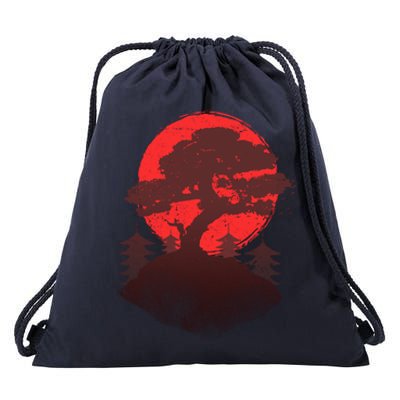 Japanese Bonsai Tree Scene Drawstring Bag