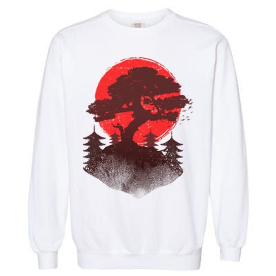 Japanese Bonsai Tree Scene Garment-Dyed Sweatshirt