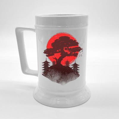 Japanese Bonsai Tree Scene Beer Stein