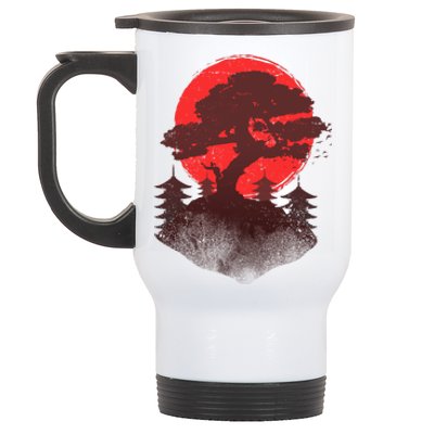 Japanese Bonsai Tree Scene Stainless Steel Travel Mug