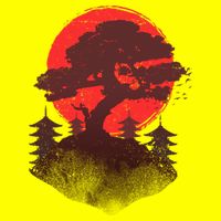 Japanese Bonsai Tree Scene Button
