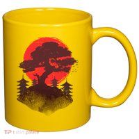 Japanese Bonsai Tree Scene 11oz C Handle Ceramic Mug
