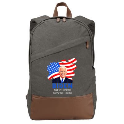 Joe Biden The Quicker Fucker Upper Funny Cotton Canvas Backpack