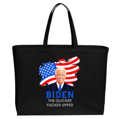 Joe Biden The Quicker Fucker Upper Funny Cotton Canvas Jumbo Tote