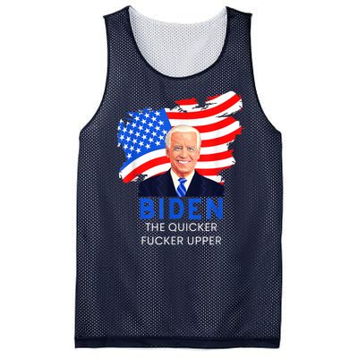 Joe Biden The Quicker Fucker Upper Funny Mesh Reversible Basketball Jersey Tank