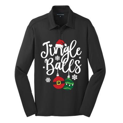 Jingle Balls Tinsel Tits Couples Christmas Matching Couple Silk Touch Performance Long Sleeve Polo