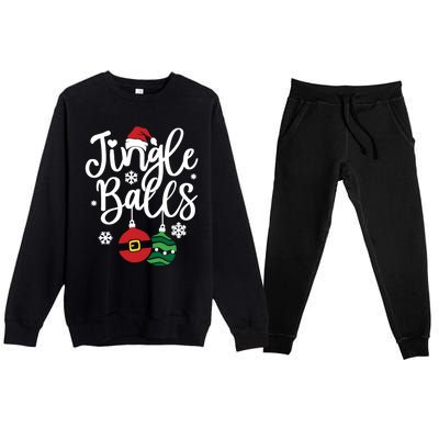 Jingle Balls Tinsel Tits Couples Christmas Matching Couple Premium Crewneck Sweatsuit Set