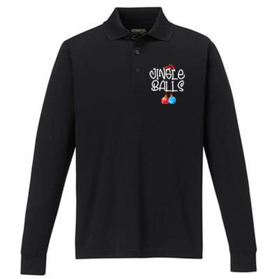 Jingle Balls Tinsel Tits Couple Funny Christmas Matching Performance Long Sleeve Polo